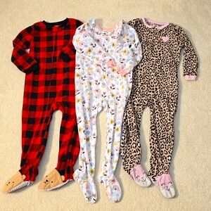 3  Carter's and Jessica Simpson 4T Fleece Pajamas Footy Sleeper Pajamas